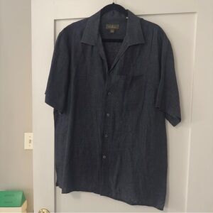 Ermenegildo Zegna Black Linen Button Down